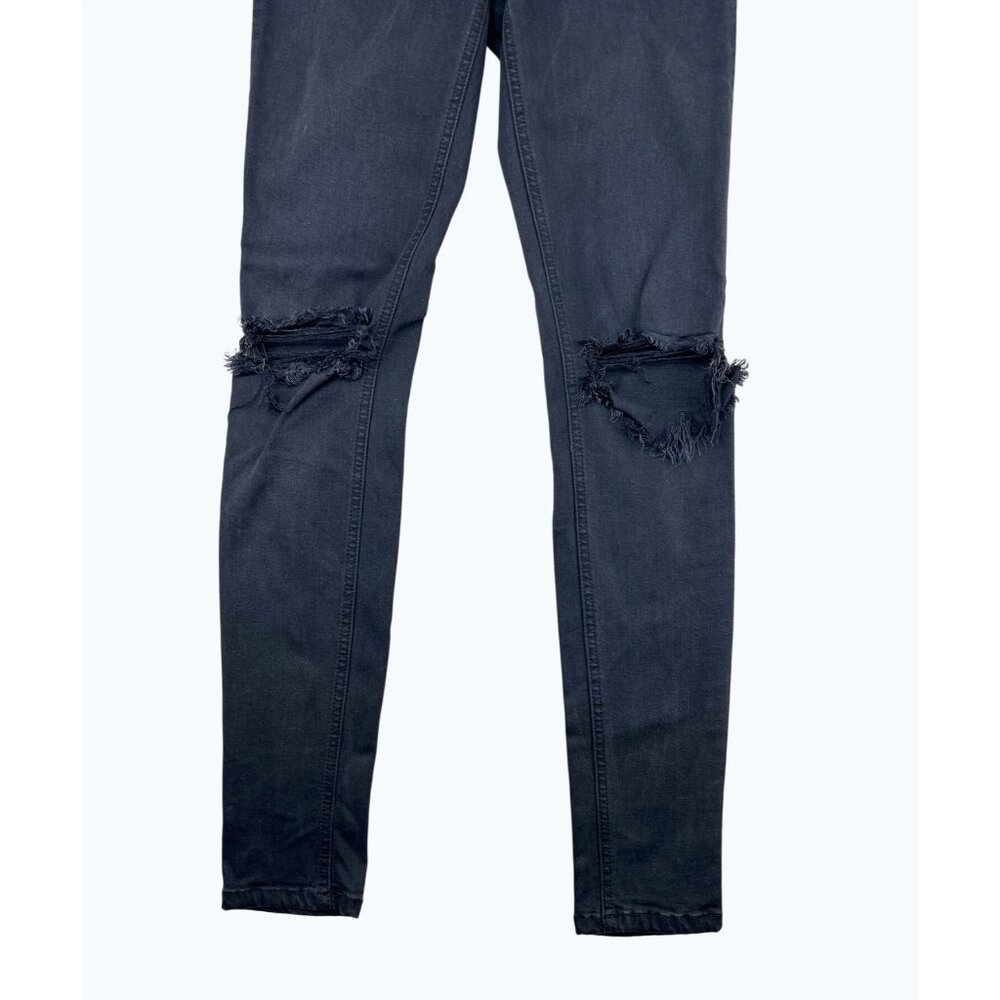 Reformation Womens Black Mid Skinny Jeans With Distressed Knees Size 26 - Picture 10 of 16